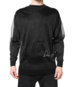 Dolce & Gabbana Black Logo Knitted Crewneck Pullover Sweater