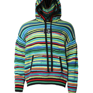 Dolce &amp; Gabbana Multicolor Cotton Hooded Pullover Sweater