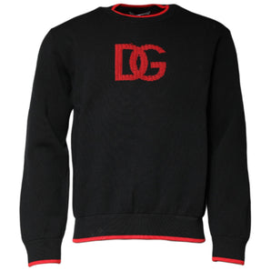 Dolce &amp; Gabbana Black Nylon DGLogo Knit Men Pullover Sweater