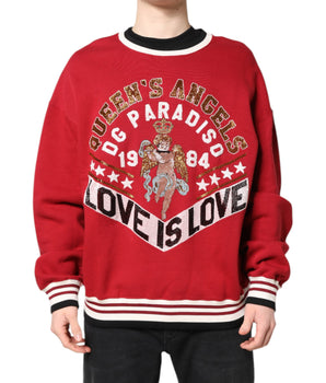 Suéter sudadera de punto con lentejuelas rojas de Dolce &amp; Gabbana
