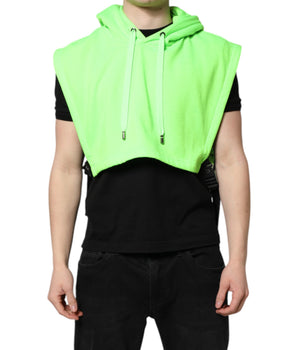Dolce & Gabbana Green Polyester Hooded Sportswear Vest Sweater