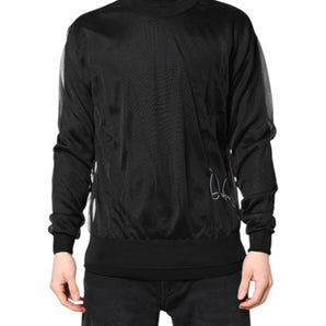 Dolce &amp; Gabbana Black Logo Knitted Crewneck Pullover Sweater