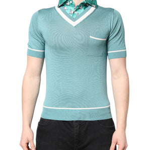 Dolce &amp; Gabbana Green Printed Collared Short Sleeve T-shirt
