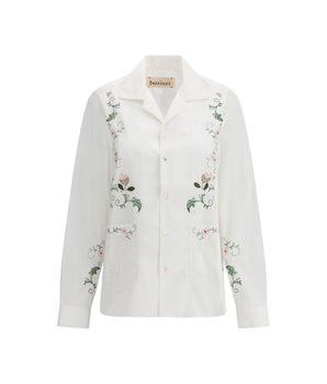 Baziszt White Cotton Pattern Shirt