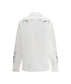 Baziszt White Cotton Pattern Shirt