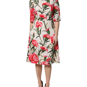 Dolce & Gabbana Pink Floral Print Short Sleeves Sheath Dress