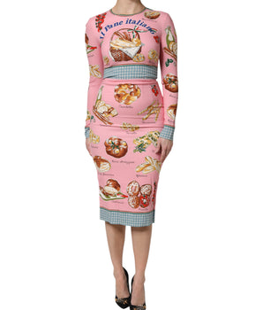Vestido midi ajustado con estampado de pastel rosa de Dolce &amp; Gabbana