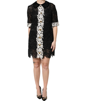Minivestido negro con encaje floral de Dolce &amp; Gabbana