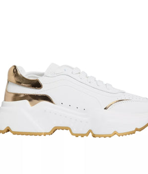 Dolce &amp; Gabbana White Gold Daymaster Low Top Sneakers Shoes