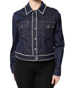 Chaqueta vaquera azul de algodón con adornos de cristales de Dolce &amp; Gabbana