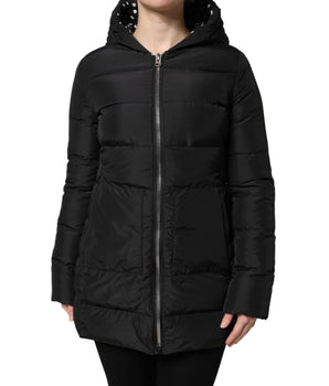 Chaqueta acolchada negra con capucha y cremallera reversible de Dolce &amp; Gabbana