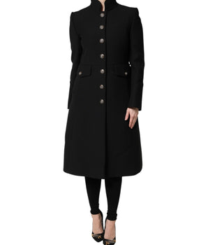 Chaqueta gabardina de lana negra de botonadura sencilla de Dolce &amp; Gabbana