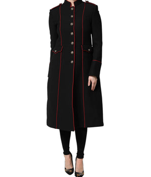 Chaqueta gabardina de lana negra de botonadura sencilla de Dolce &amp; Gabbana