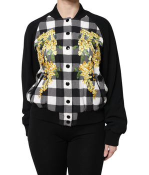 Chaqueta con botones y estampado floral a cuadros blancos y negros de Dolce &amp; Gabbana