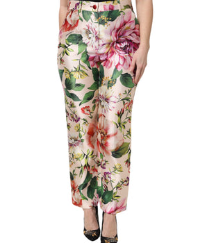 Pantalones rectos de cintura alta con estampado floral multicolor de Dolce &amp; Gabbana