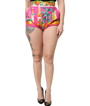 Pantalones cortos de cintura alta con estampado rosa de Dolce &amp; Gabbana
