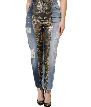 Vaqueros de cintura alta con parches multicolor de Dolce &amp; Gabbana