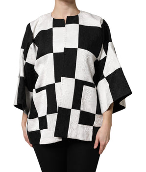 Chaqueta blazer de jacquard con patchwork en blanco y negro de Dolce &amp; Gabbana