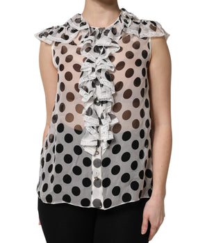 Top sin mangas de algodón con lunares blancos y negros de Dolce &amp; Gabbana