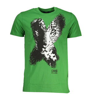 Cavalli Class Green Cotton T-Shirt