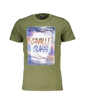 Cavalli Class Green Cotton Men T-Shirt