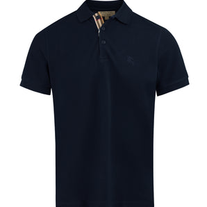 Burberry Navy Blue Cotton Collared Polo Shirt