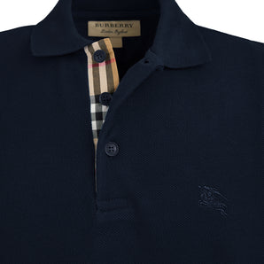 Burberry Navy Blue Cotton Collared Polo Shirt