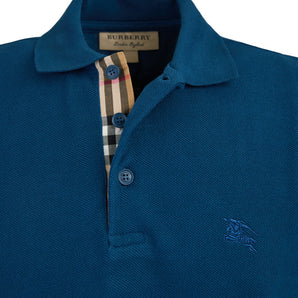 Burberry Deep Teal Blue Cotton Collared Polo Shirt