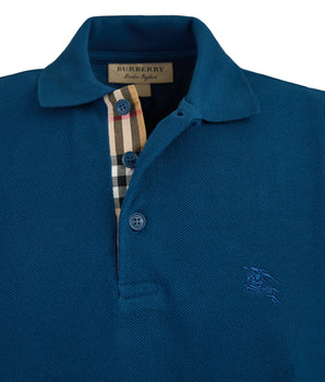 Burberry Deep Teal Blue Cotton Collared Polo Shirt