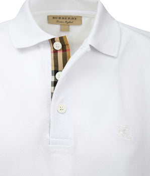Burberry White Cotton Collared Polo Shirt
