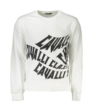 Cavalli Class White Cotton Men Sweater