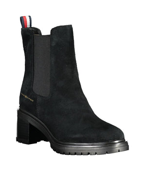 Tommy Hilfiger Black Leather Women Boot