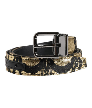 Dolce & Gabbana Multicolor Jacquard Leather Metal Buckle Belt