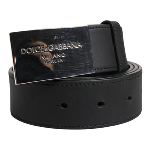 Dolce & Gabbana Black Classic Silver Metal Logo Buckle Belt