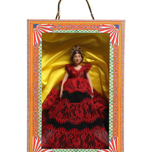 Dolce & Gabbana Red Dress Ceramic Porcelain Fashion Box Leather Sicily Dolls