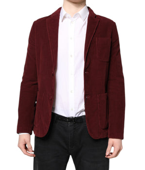GF Ferre Maroon Corduroy Regular Fit Men Coat Blazer Jacket