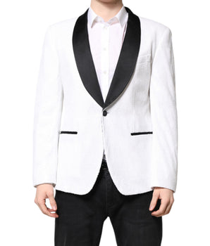Dolce &amp; Gabbana White Nylon Single Breasted Coat Blazer