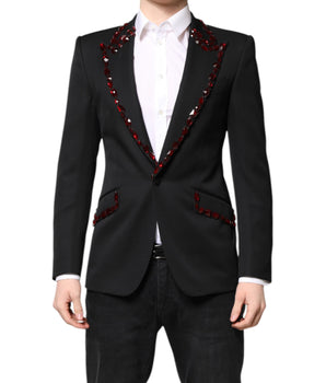 Abrigo y blazer SICILIA negro con adornos de cristal de Dolce &amp; Gabbana