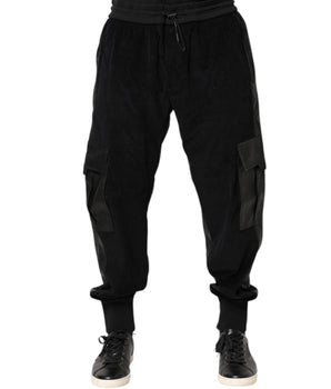 Dolce & Gabbana Black Cotton Cargo Jogger Sweatpants Pants