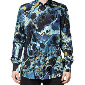Dolce & Gabbana Multicolor Marble Print MARTINI Dress Shirt