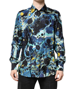 Camisa de vestir MARTINI con estampado de mármol multicolor de Dolce &amp; Gabbana