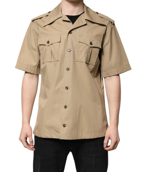 Camisa de manga corta con estampado gráfico marrón de Dolce &amp; Gabbana