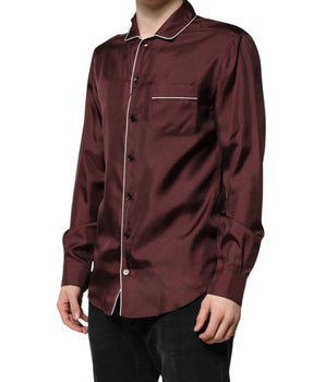 Camisa de manga larga con lunares de seda burdeos de Dolce &amp; Gabbana