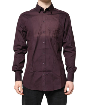 Camisa de manga larga Dolce &amp; Gabbana de algodón burdeos GOLD