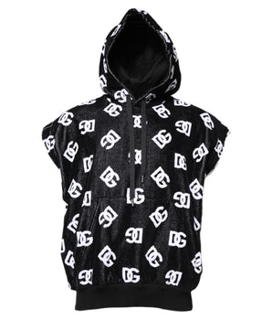 Dolce &amp; Gabbana Black DG Cotton Hooded Sleeveless Sweater