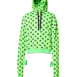 Dolce &amp; Gabbana Green Polyester DGLogo Print Hooded Sweater