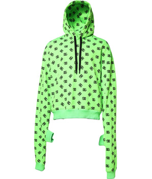 Suéter con capucha y estampado del logotipo de Dolce &amp; Gabbana en poliéster verde