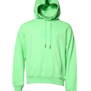 Dolce & Gabbana Green Cotton DG Logo Print Hooded Sweater