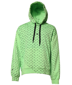 Suéter con capucha y estampado de corazón y logotipo de algodón verde de Dolce &amp; Gabbana
