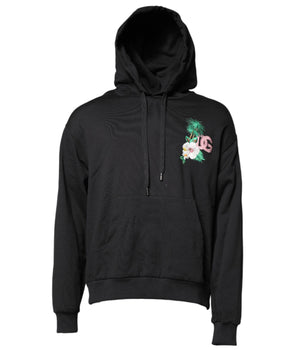 Dolce & Gabbana Black Embroidery Hooded Sweatshirt Sweater